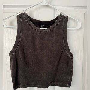 Grey Vintage Wash Crop Tank